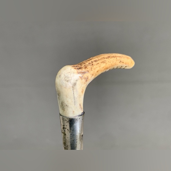 Antique Stag Antler Sterling Silver Wood Leather Horse Riding Crop Equestrian - Picture 15 of 16